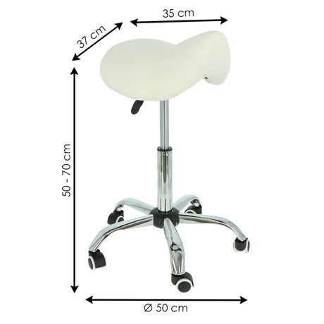 Tabouret selle pour coiffeurs et instituts de beauté - Réglable en hauteur blanc