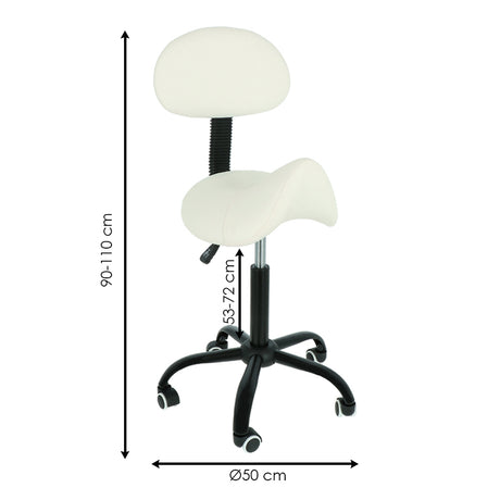 Tabouret selle avec dossier pour coiffeurs et salons de beauté - Hauteur réglable blanc